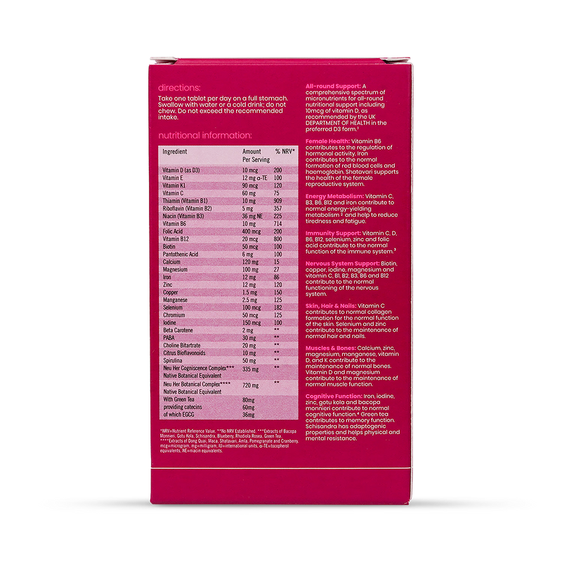 Female Multivitamin with 38 Active Nutrients and Botanical Extracts 30 Tablets