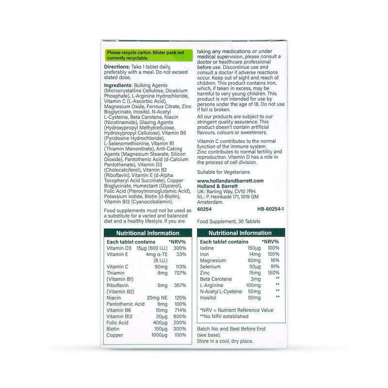 Conception Support Tablets for Women with Zinc, Vitamin D, C, and Iron – 30 Count