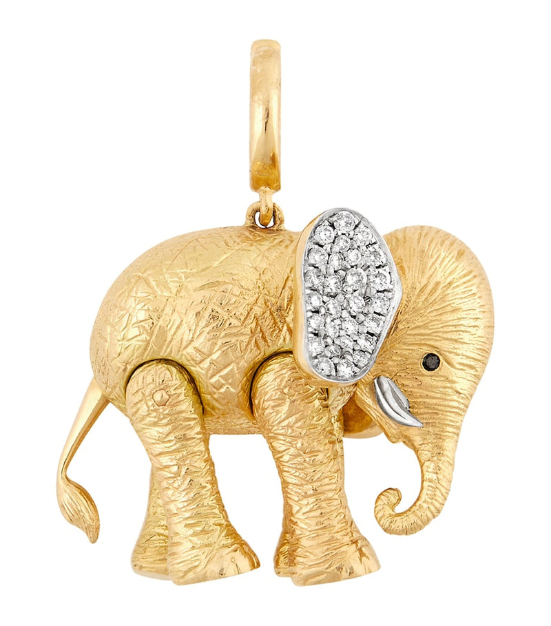 Annoushka Mother Elephant charm yellow gold diamond, imported from the UK