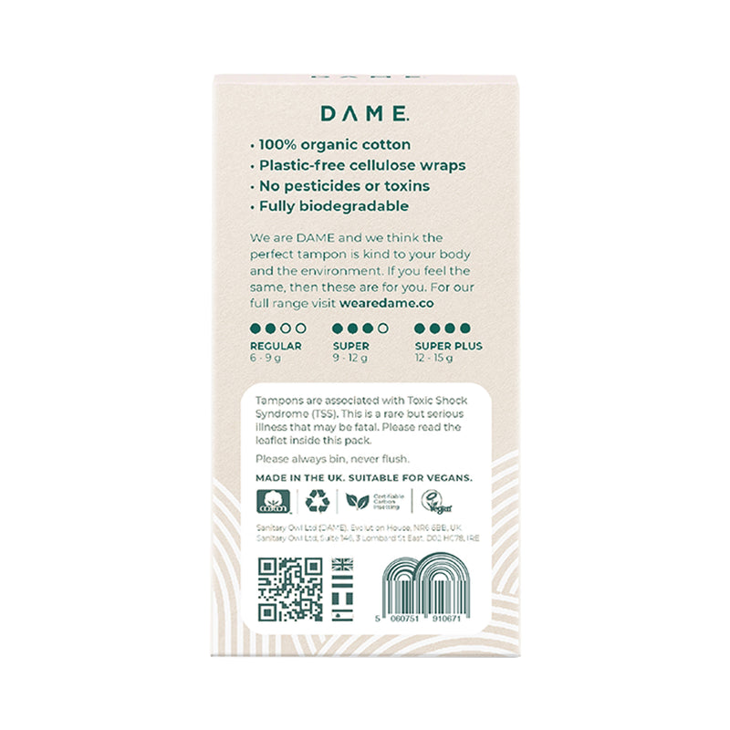 100% Cotton Tampons 16 Pack with Widthways Expansion