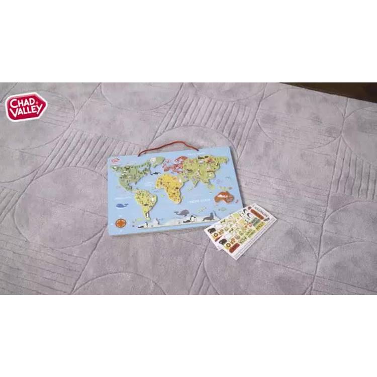 Chad Valley magnetic world map with countries and animals, imported from the UK