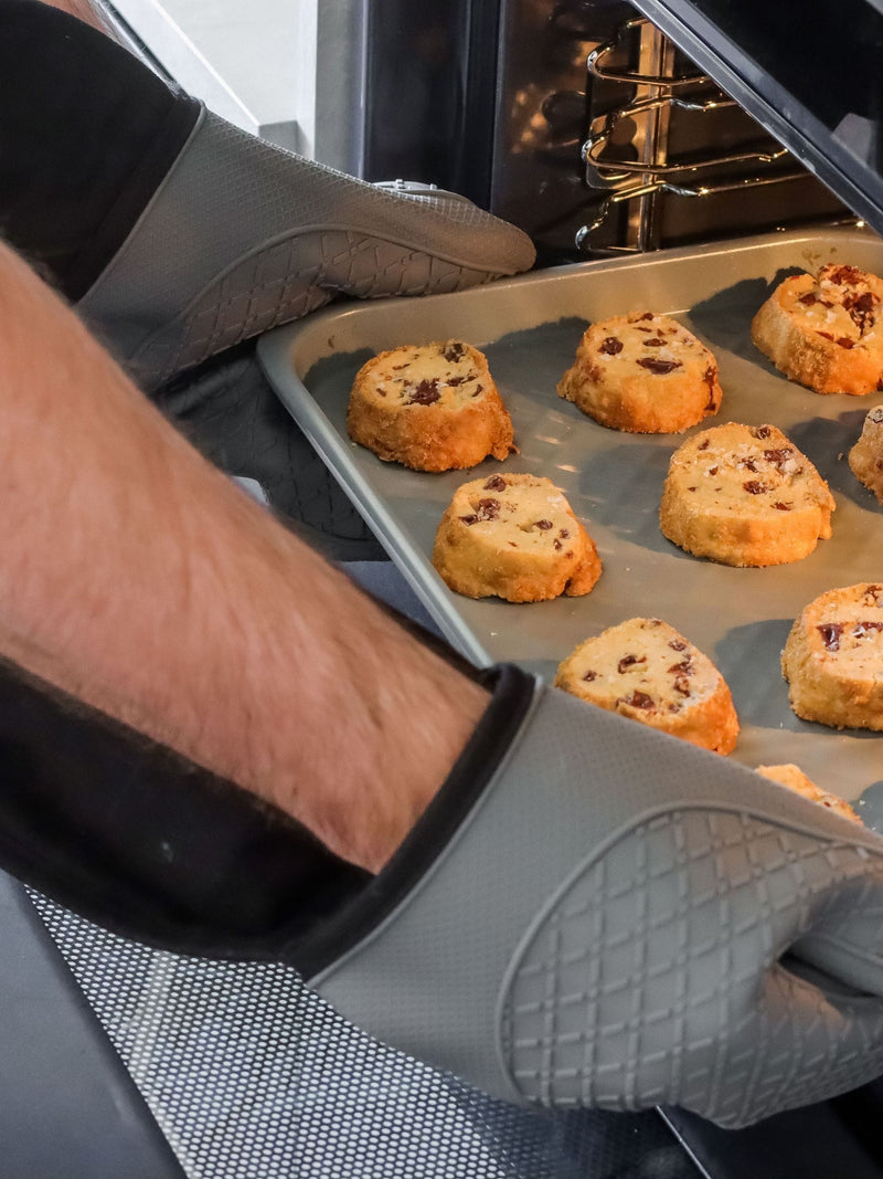Masterclass grey silicone double oven gloves, imported from the UK