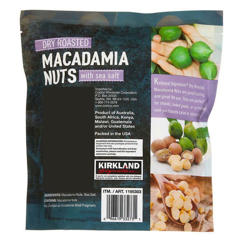 Kirkland Signature dry roasted macadamia nuts with sea salt 680g, UK version