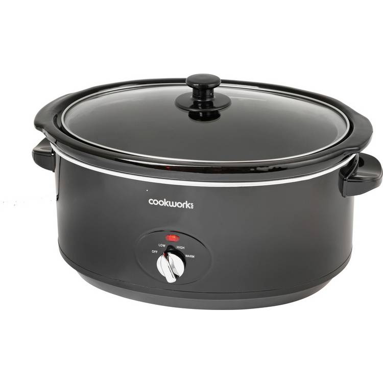 Cookworks 6.5L black slow cooker, imported from the UK