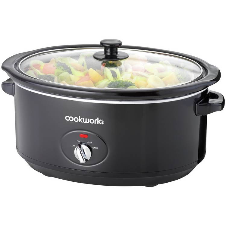 Cookworks 6.5L black slow cooker, imported from the UK