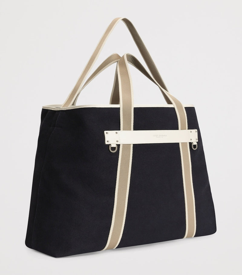 Dolce&Gabbana cotton-leather tote bag with logo patch (British brand)