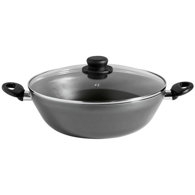 Argos Home double-handed Teflon aluminium wok 32cm - British product