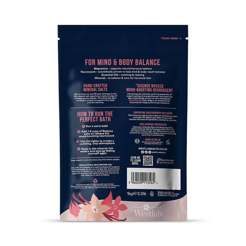 Magnesium and Mineral Rich Balancing Bath Salts with Clary Sage 1kg