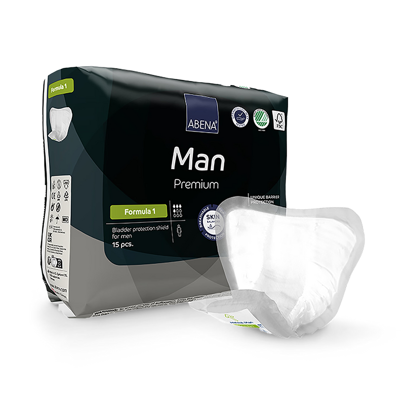 Abena Man Formula 1 Premium 450ml Absorbency 15 Incontinence Pads