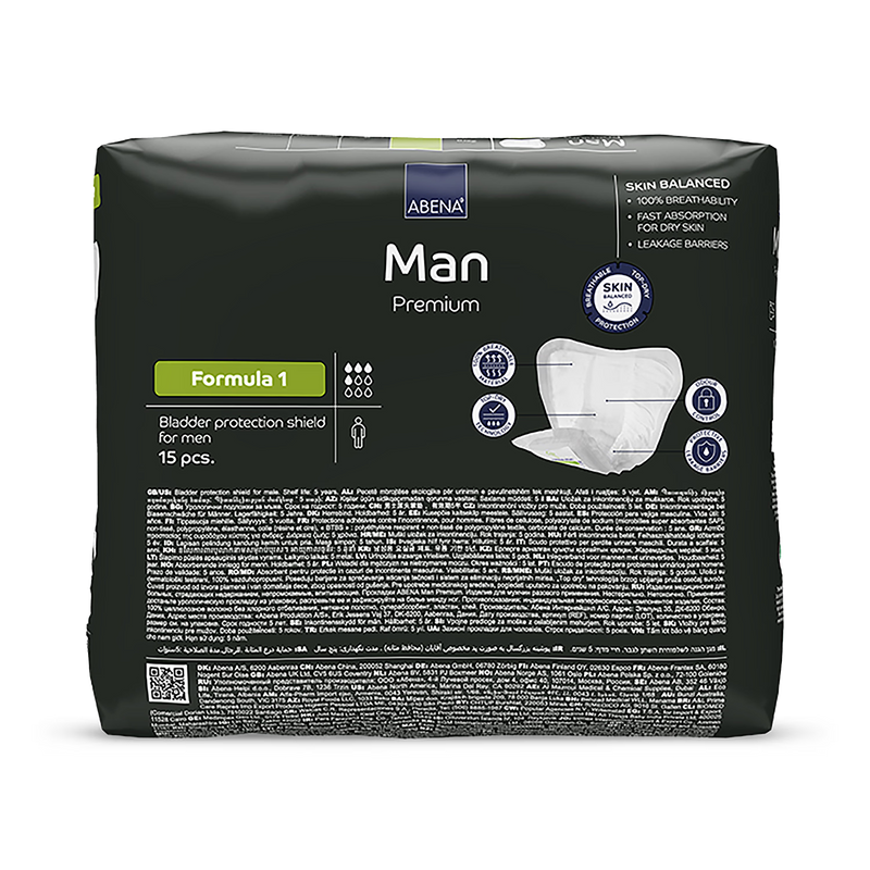 Abena Man Formula 1 Premium 450ml Absorbency 15 Incontinence Pads