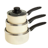 Argos Argos Home Aluminium Non Stick 3 Piece Pan Set - Cream- Buy online at McGrocer