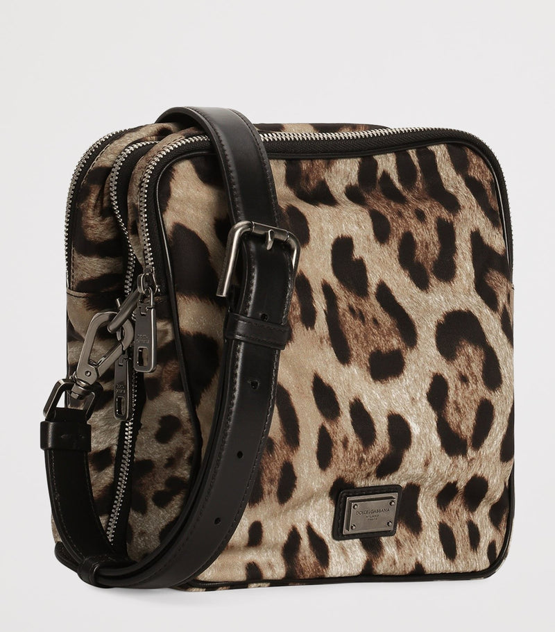 Dolce&Gabbana leopard-print crossbody bag in nylon and leather - British product