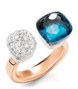 Harrods Pomellato Nudo Ring Mixed Gold, Blue Topaz and Diamond- Buy online at McGrocer
