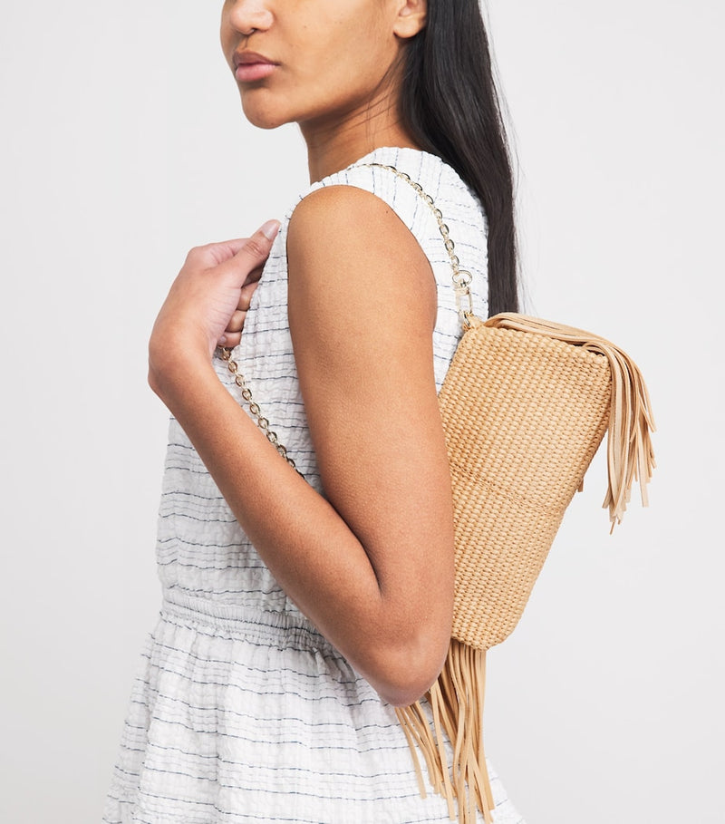 Maje raffia Miss M clutch bag H11cm x W22cm - British product