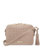 Aspinal of London leather camera bag with woven detail (British brand)