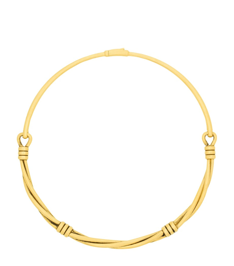 Saint Laurent twisted thread choker necklace brass (British brand)