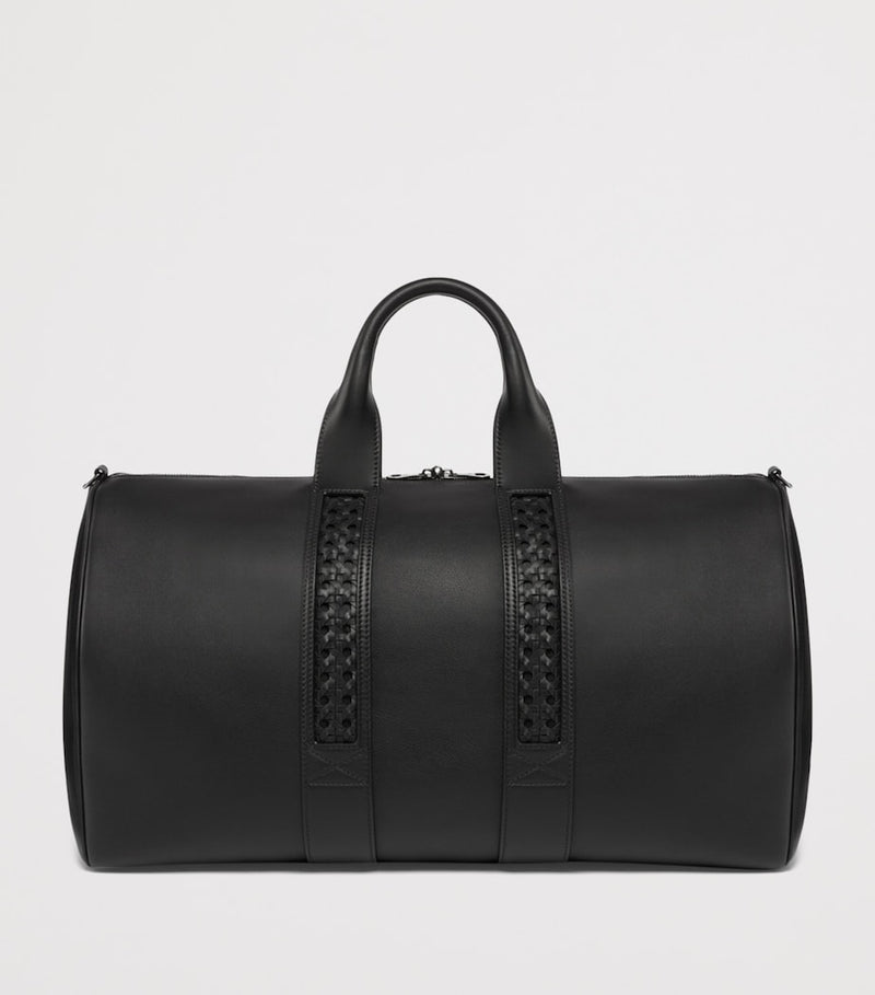 Aviteur Leather Woven-Detail Holdall with Calfskin and Alcantara Lining - British product
