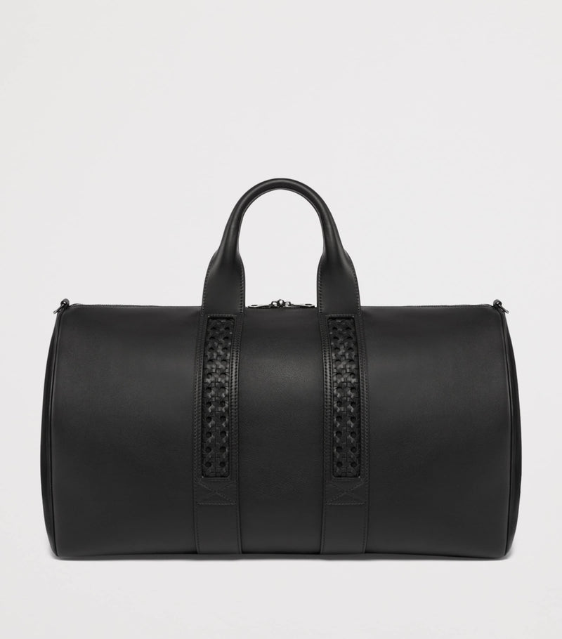 Aviteur Leather Woven-Detail Holdall with Calfskin and Alcantara Lining - British product