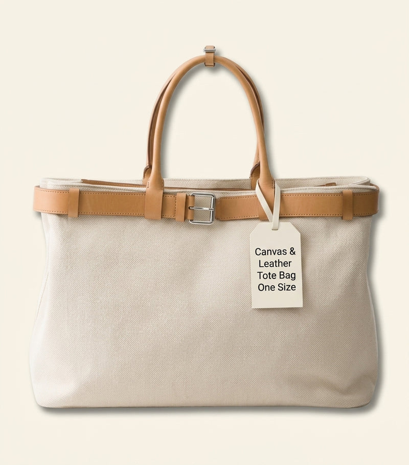 Prada canvas tote bag with leather trim - British product