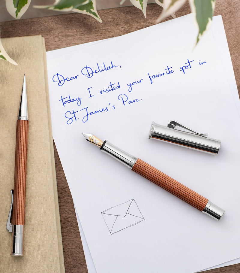 Graf von Faber-Castell wood and platinum-plated classic propelling ballpoint pen - British product