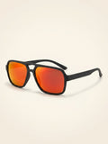 Prada Linea Rossa men's square sunglasses black mirror red (British brand)