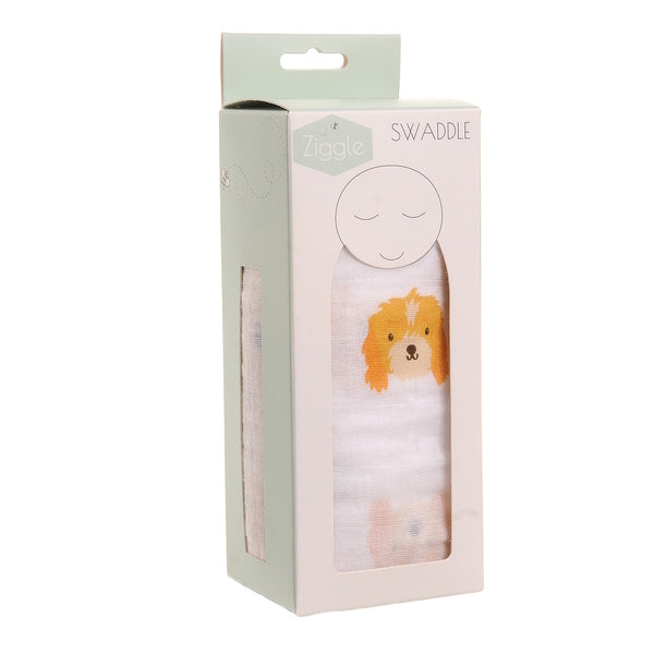 Ziggle Cotton Muslin Swaddle Wrap Cockapoo Dog 120cm x 120cm (British brand)