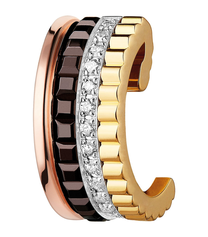 Boucheron small mixed gold and diamond ear clip (British brand)
