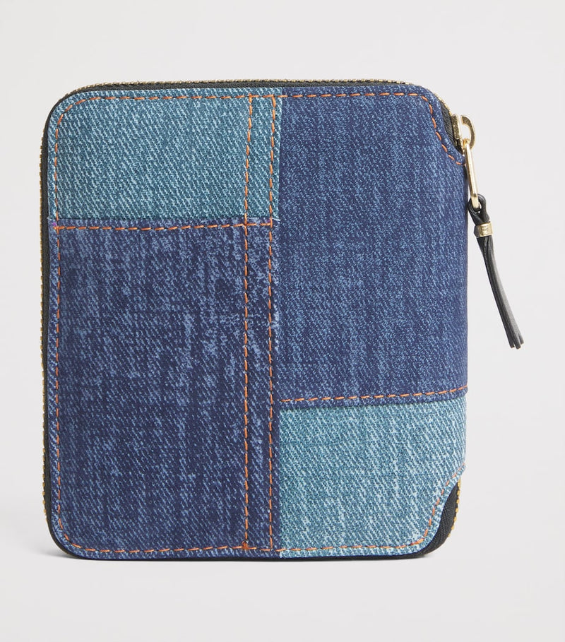 Comme des Garçons lambskin denim-patch bifold wallet, UK version