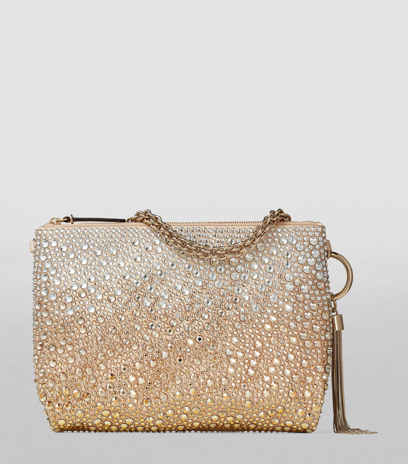Jimmy Choo Callie crystal-embellished clutch bag, imported from the UK