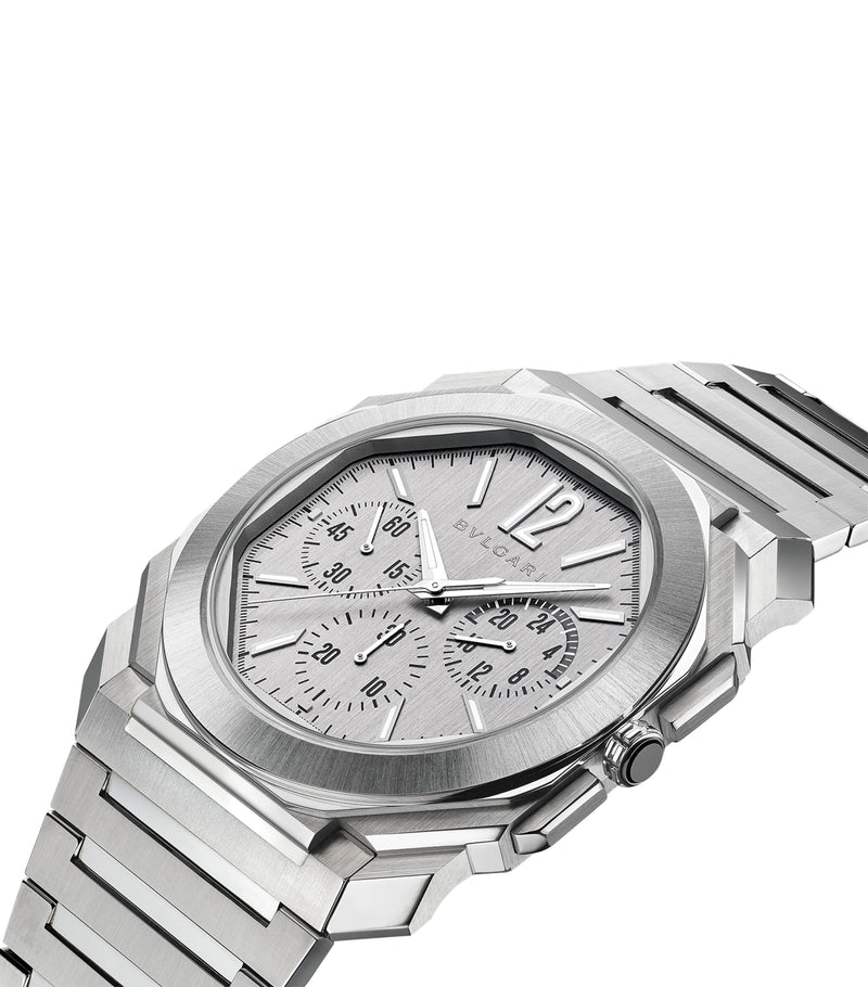 Bvlgari Octo Finissimo Chronograph GMT watch 43mm stainless steel, imported from the UK