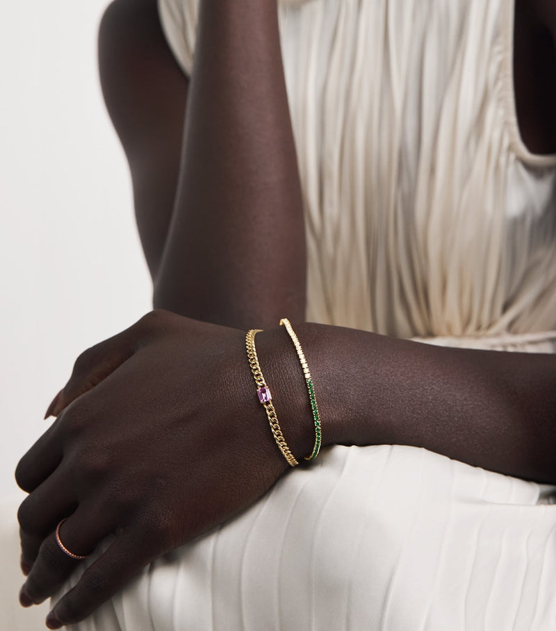 Anita Ko Hepburn bracelet yellow gold diamond emerald, imported from the UK