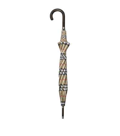 Harrods Burberry Maple Wood Check Walking Umbrella- Buy online at McGrocer