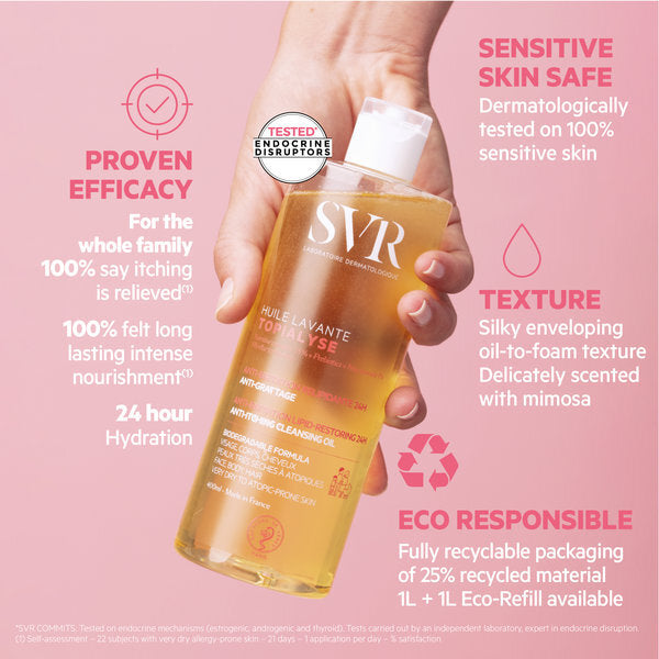 SVR Shower Oil Moisturising Face Body 400ml (British brand)