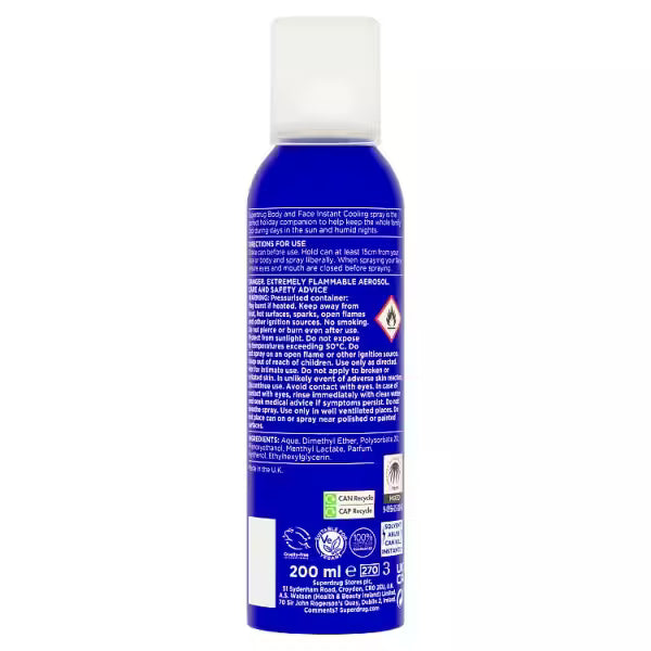 Superdrug Face & Body Cooling Spray 200ml (British brand)