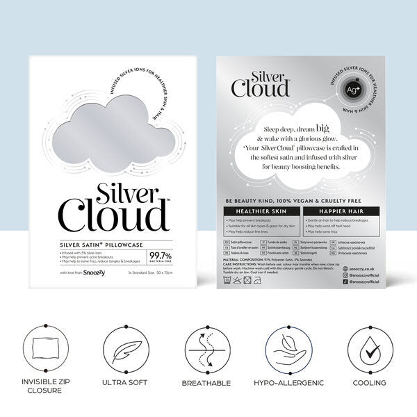 Silver Cloud silver satin pillowcase 4 Pack (British brand)
