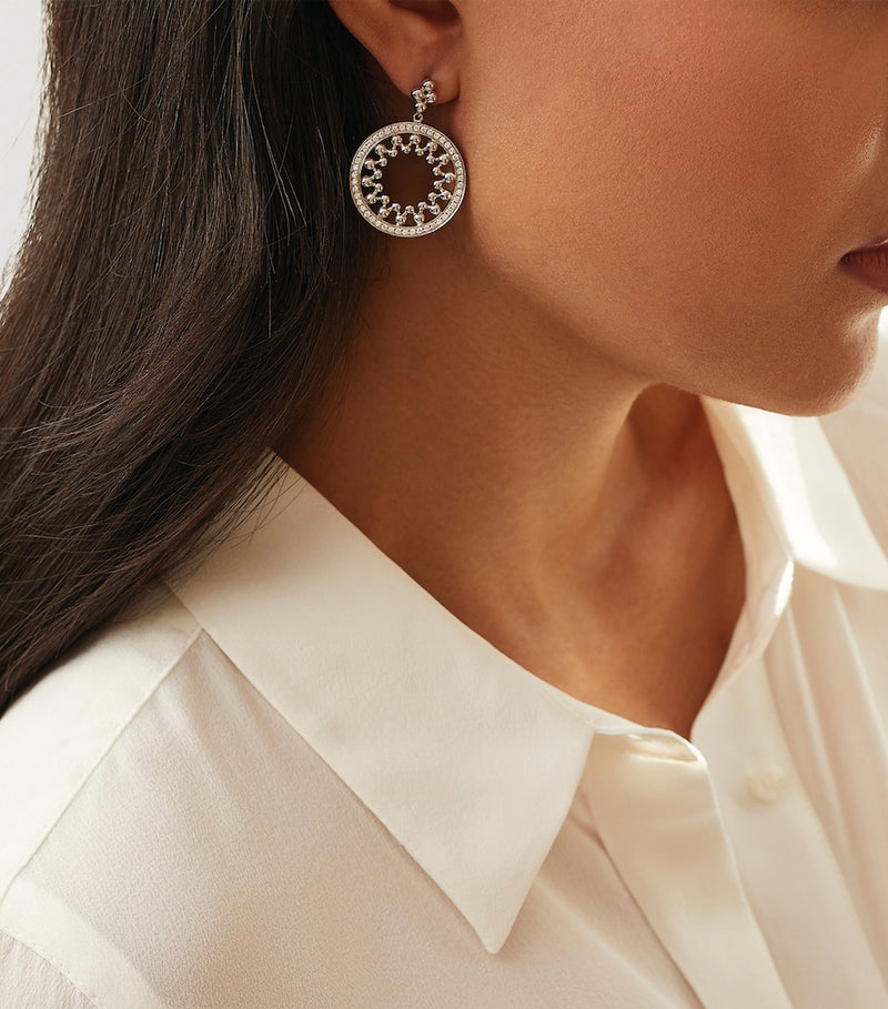 Boodles white gold diamond drop earrings, UK version