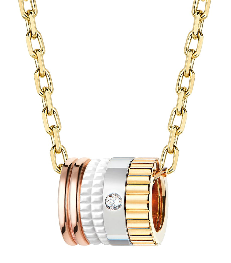 Boucheron Mini Mixed Gold Quatre white ring pendant (British brand)