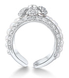 David Morris Pearl Rose ring Akoya pearls 18k white gold, imported from the UK