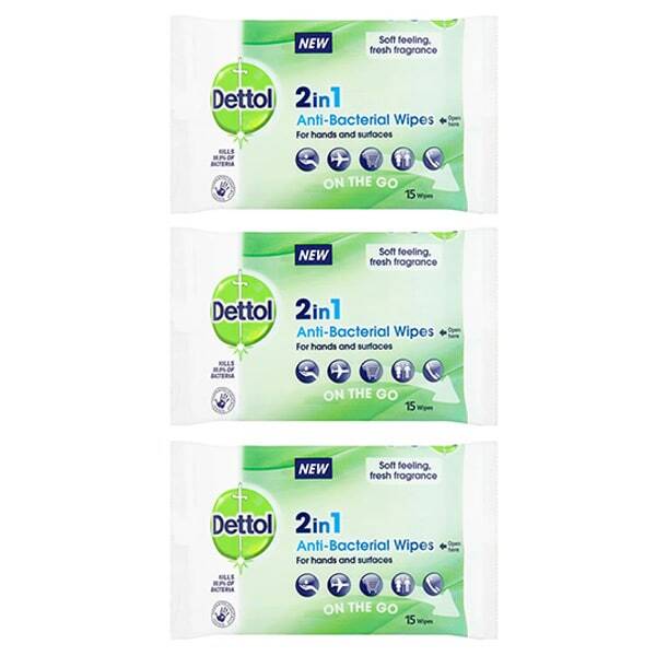 Dettol 2 in 1 Anti-Bacterial Hand Wipes 3 pack - British product