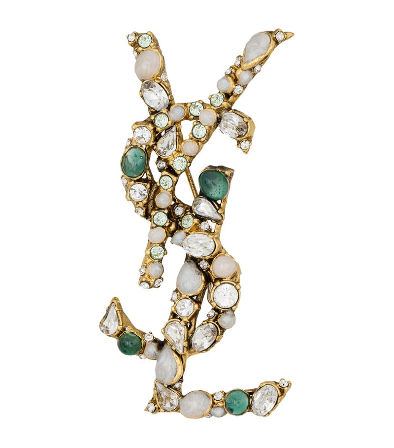 Saint Laurent Cassandre brooch with glass embellishments 7cm - British product