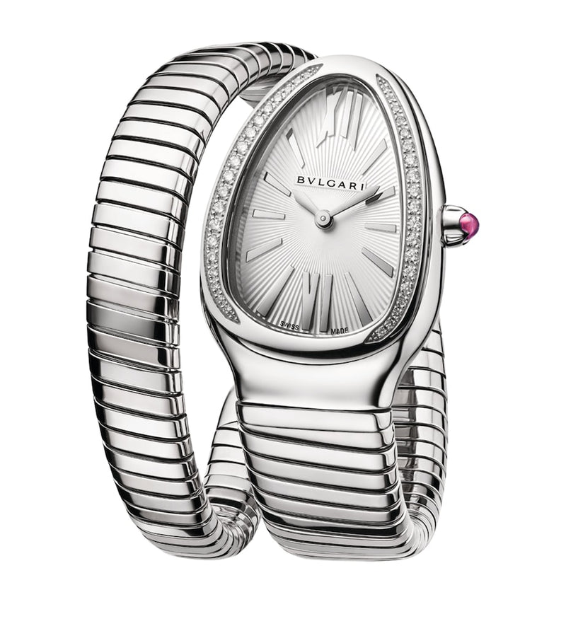 Bvlgari Serpenti Tubogas stainless steel diamond watch 35mm, imported from the UK