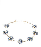 Miu Miu leather-trim flower necklace gold chain - British product