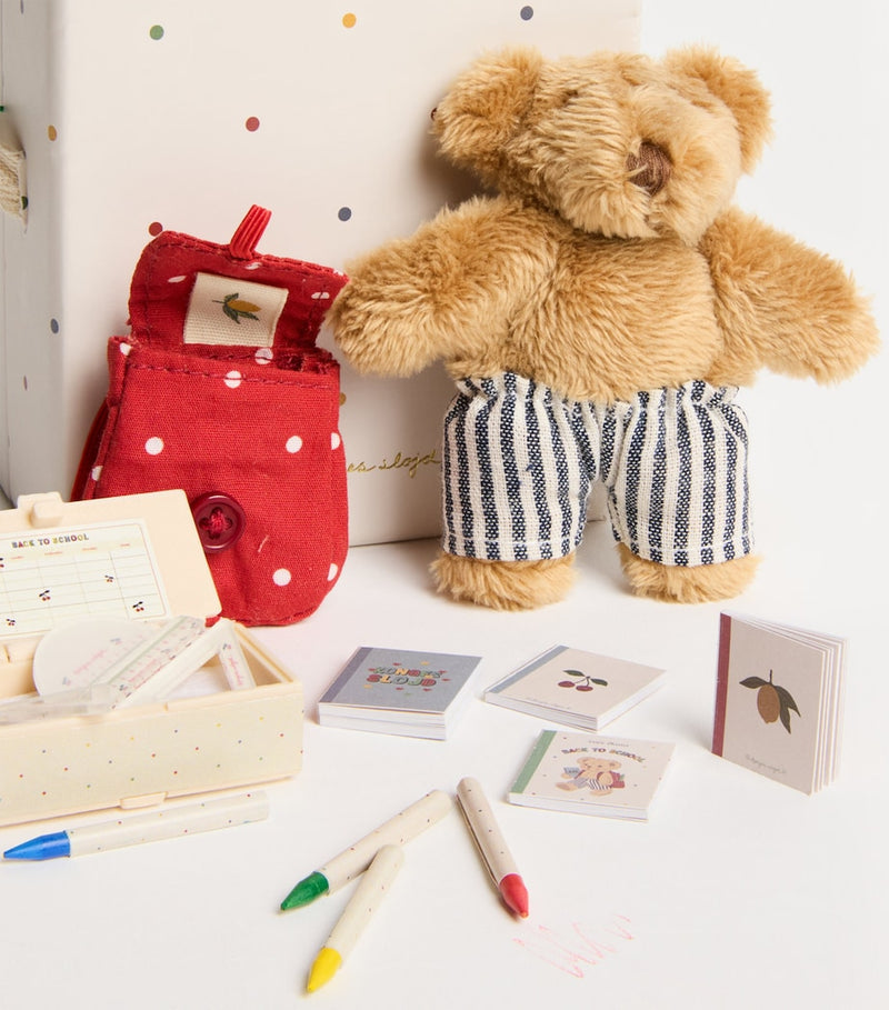Konges Sløjd Tiny Teddy back to school soft toy 10cm, UK version