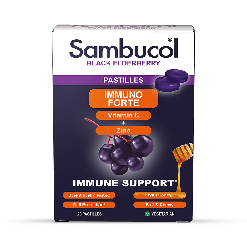 Sambucol Immuno Forte Pastilles Blackcurrant (British brand)