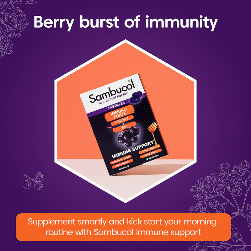 Sambucol Immuno Forte Pastilles Blackcurrant (British brand)