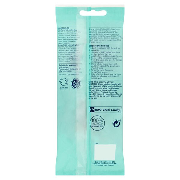 Superdrug Female Triple Blade Scented Disposable Razors x4 GOODS Superdrug