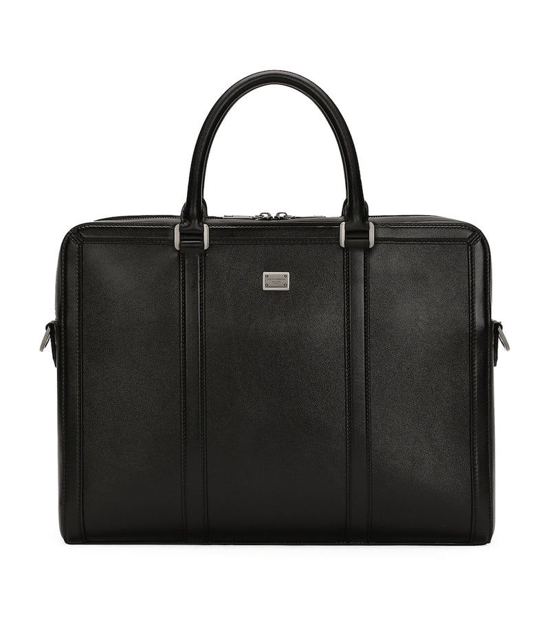 Dolce&Gabbana calfskin briefcase with ruthenium-plated tag, imported from the UK