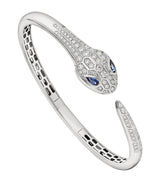 Harrods Bvlgari White Gold, Diamond and Sapphire Serpenti Bangle- Buy online at McGrocer