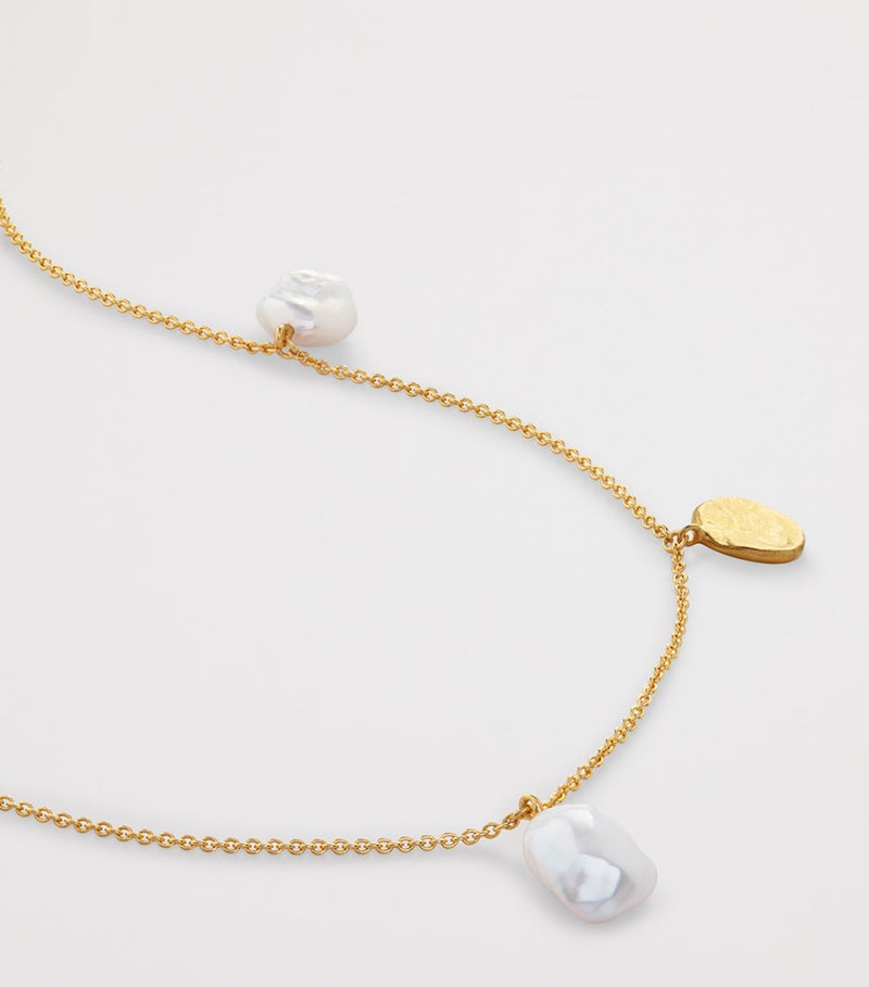 Monica Vinader gold vermeil pearl Capri necklace - British product