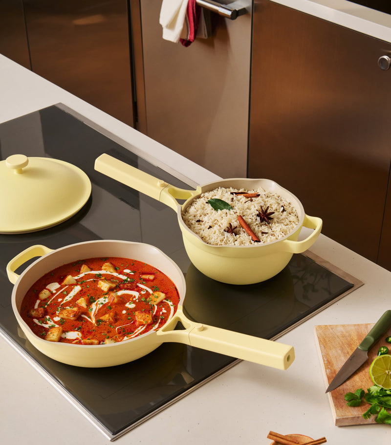 OUR PLACE Cookware 2.0 set including pans and pots, imported from the UK